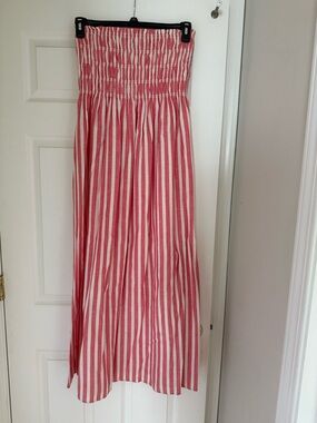 Universal Thread Red and White Striped Strapless Sundress